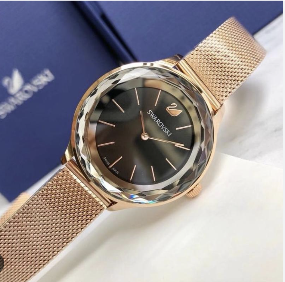 Swarovski Ladies Watch Octea Nova Mini Rose Gold Black 5430424