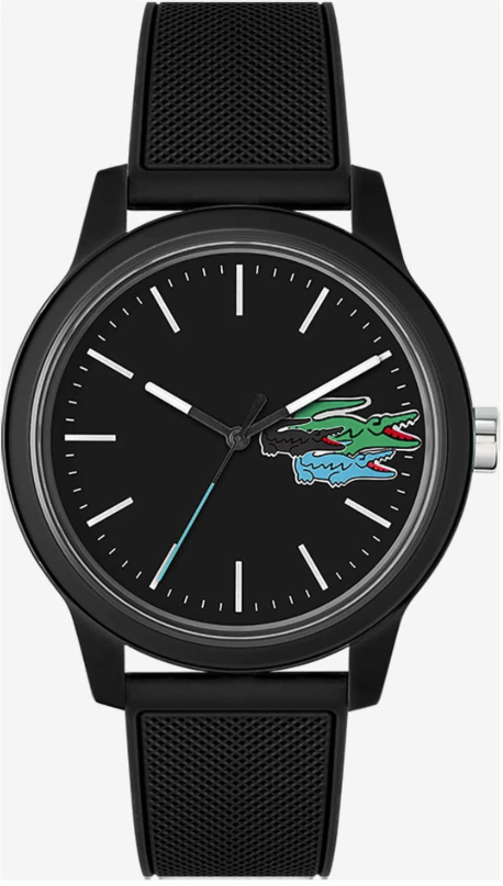 2011134 Lacoste 12.12 Mens Black Silicone Strap Watch