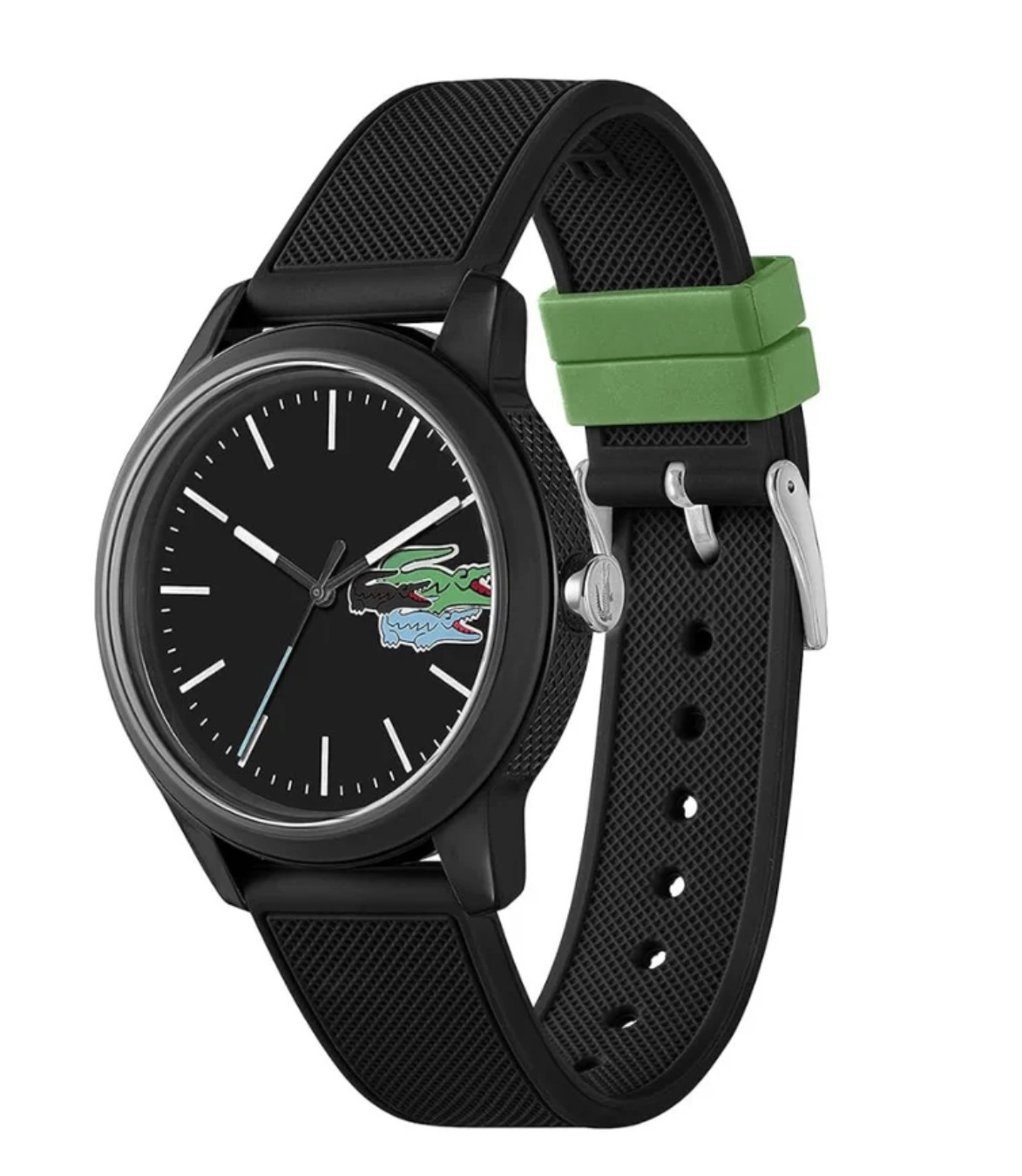 2011134 Lacoste 12.12 Mens Black Silicone Strap Watch