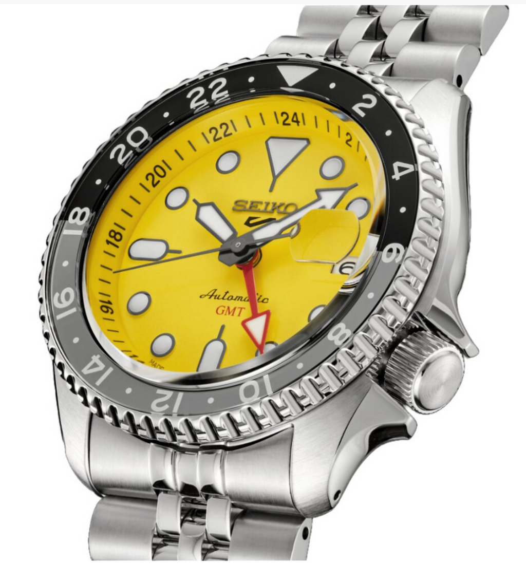 Seiko 5 SSK017 Sports SKX Sports Style GMT Series 42.5MM Yellow Dial Mens Watch