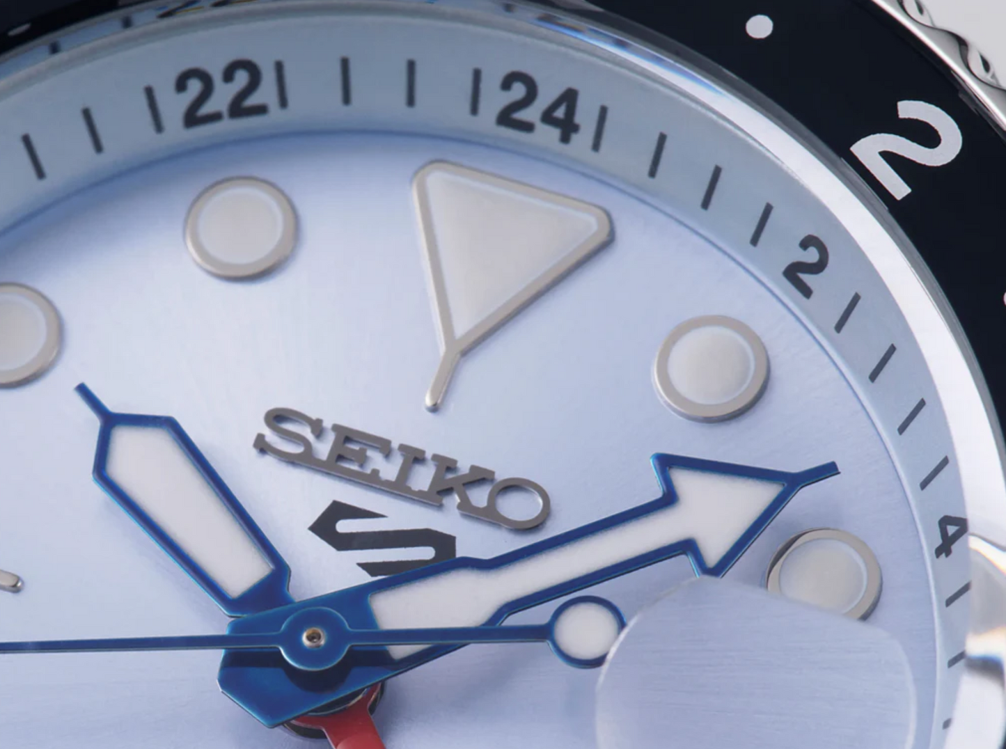 Seiko 5 Sports Automatic SSK029K1 GMT SKX Sports Ice Blue Dial Silver Steel Strap Mens Watch